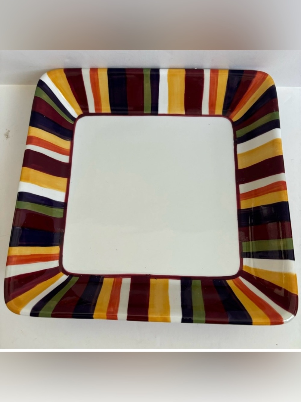 Pampered Chef Simple Additions Striped Square Replacement Plate 4 1/2"